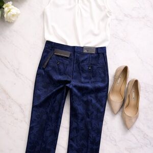 Banana Republic Logan Floral Navy Dress Pants Women Size 2S Petite NWT Elegant